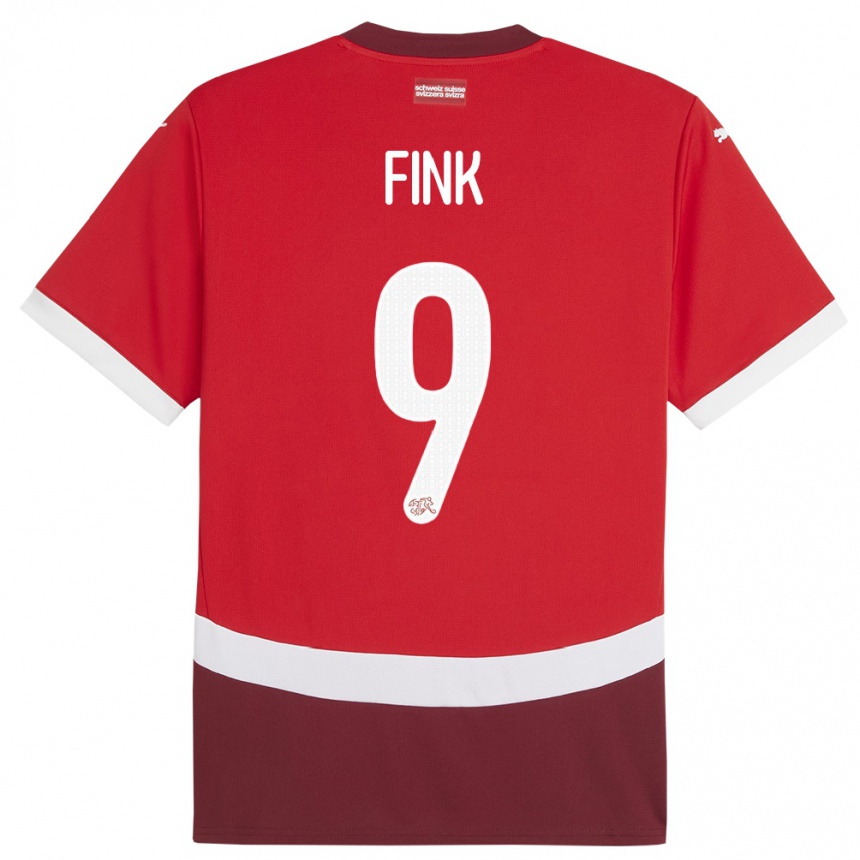 Kids Football Switzerland Bradley Fink #9 Red Home Jersey 24-26 T-Shirt Nz