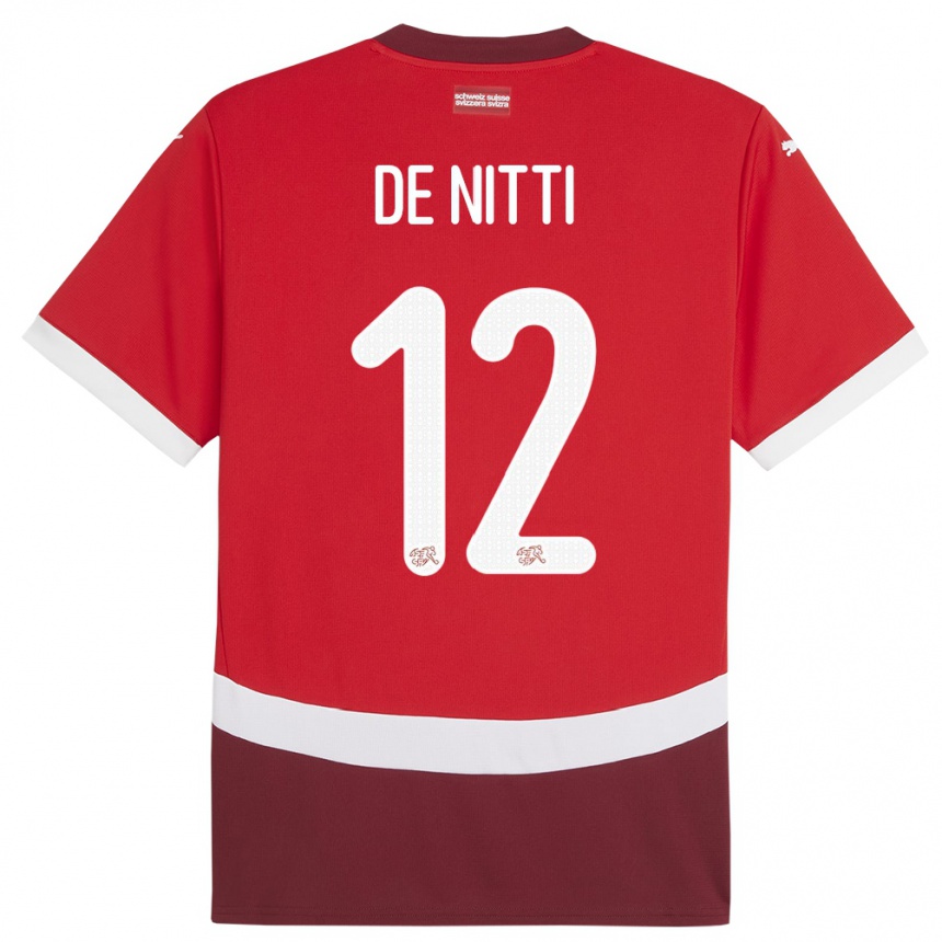 Kids Football Switzerland Gianni De Nitti #12 Red Home Jersey 24-26 T-Shirt Nz