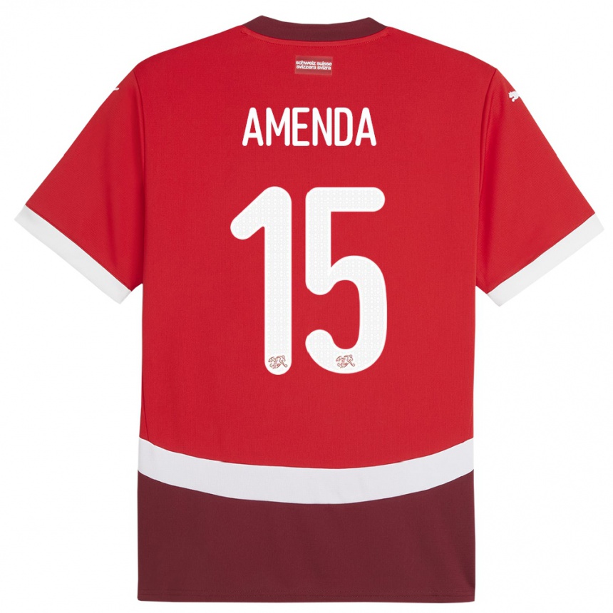 Kids Football Switzerland Aurele Amenda #15 Red Home Jersey 24-26 T-Shirt Nz