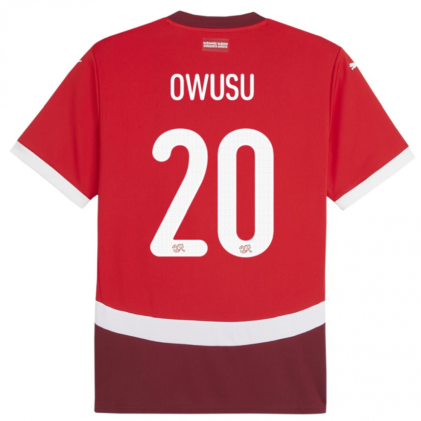 Kids Football Switzerland Tyron Owusu #20 Red Home Jersey 24-26 T-Shirt Nz