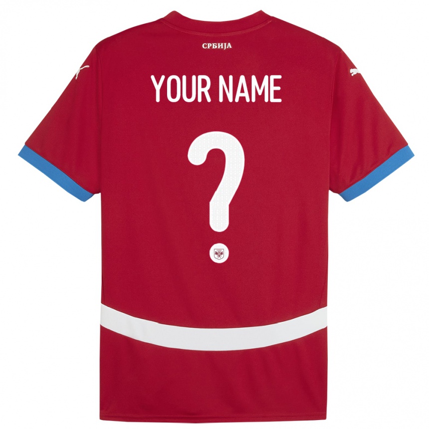 Kids Football Serbia Your Name #0 Red Home Jersey 24-26 T-Shirt Nz