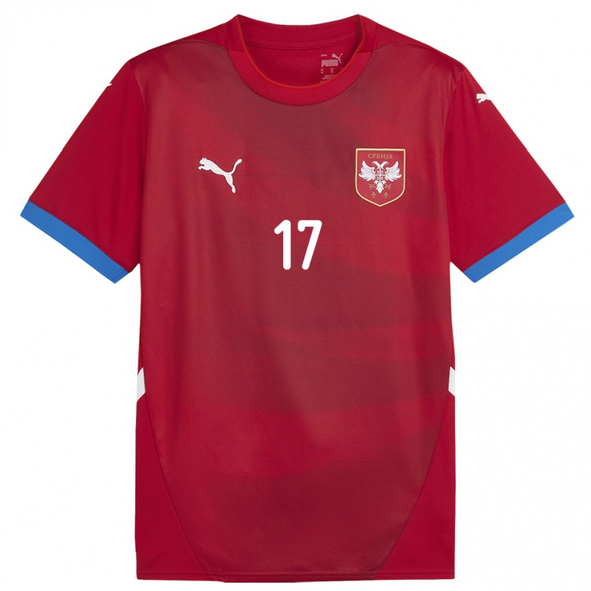 Kids Football Serbia Djordje Gordic #17 Red Home Jersey 24-26 T-Shirt Nz