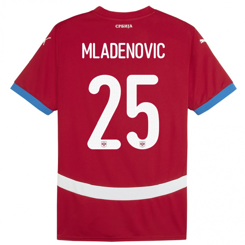 Kids Football Serbia Filip Mladenovic #25 Red Home Jersey 24-26 T-Shirt Nz