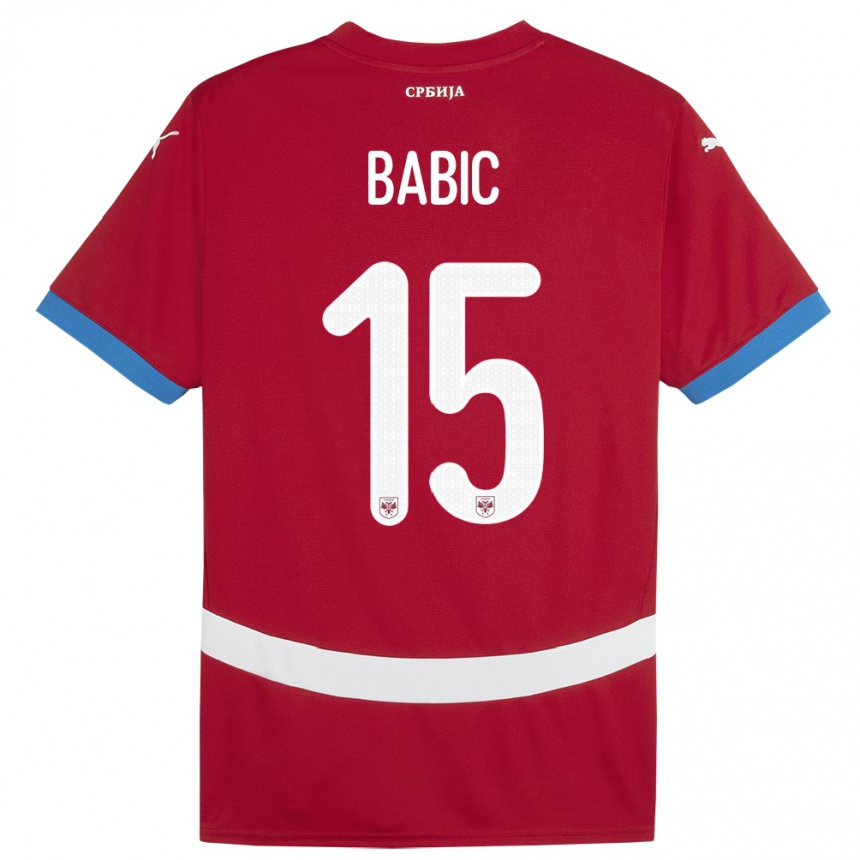 Kids Football Serbia Srdjan Babic #15 Red Home Jersey 24-26 T-Shirt Nz