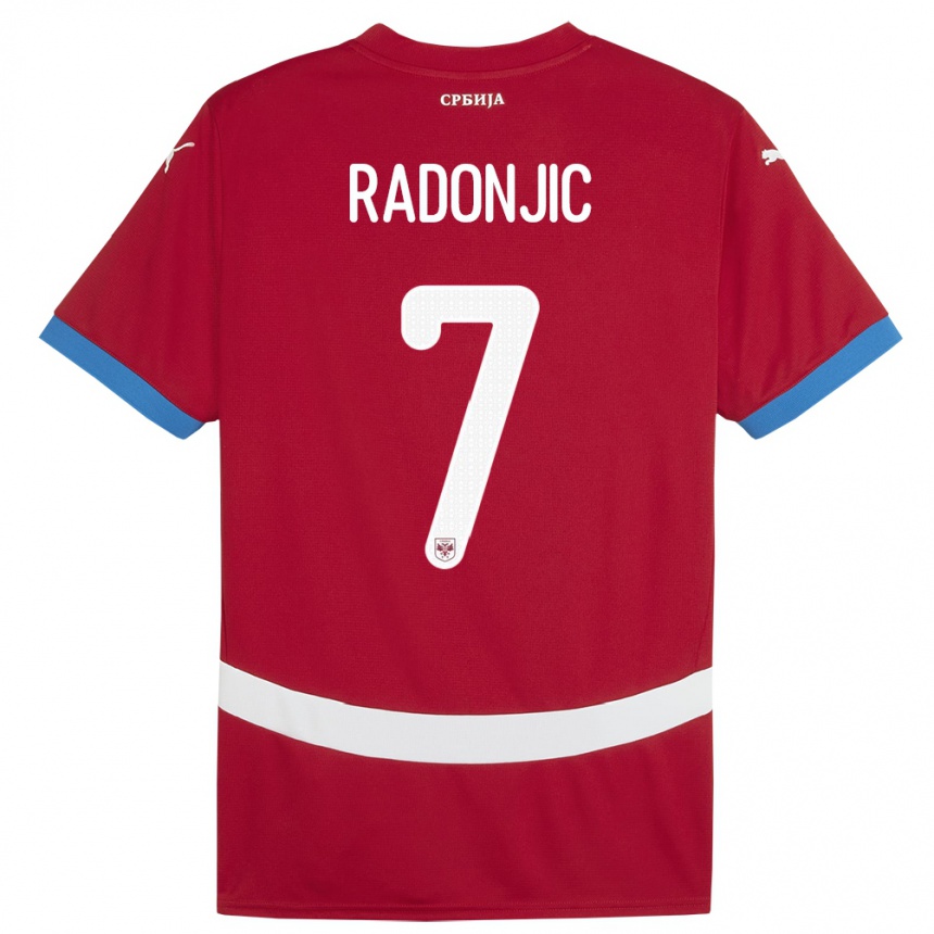 Kids Football Serbia Nemanja Radonjic #7 Red Home Jersey 24-26 T-Shirt Nz