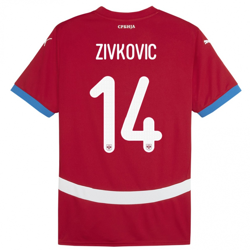 Kids Football Serbia Andrija Zivkovic #14 Red Home Jersey 24-26 T-Shirt Nz