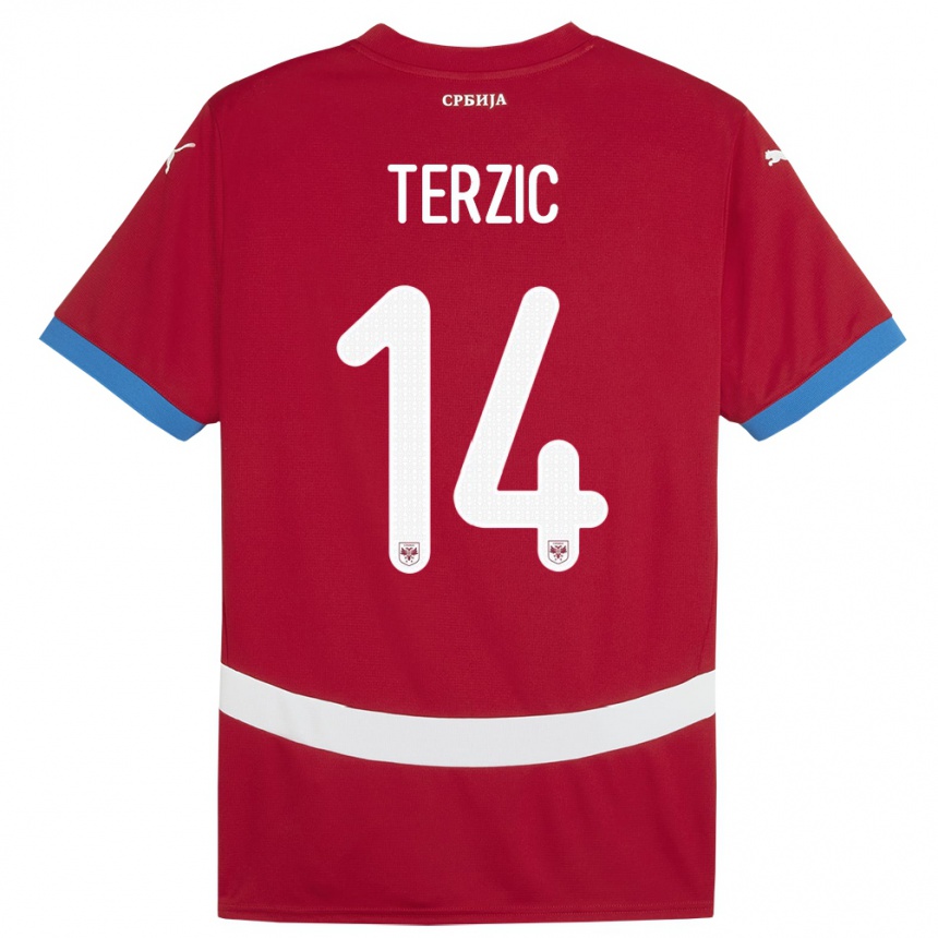 Kids Football Serbia Aleksa Terzic #14 Red Home Jersey 24-26 T-Shirt Nz