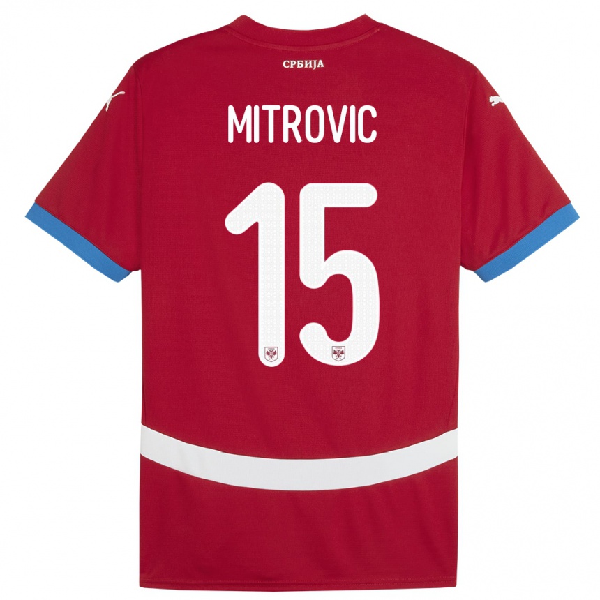 Kids Football Serbia Stefan Mitrovic #15 Red Home Jersey 24-26 T-Shirt Nz