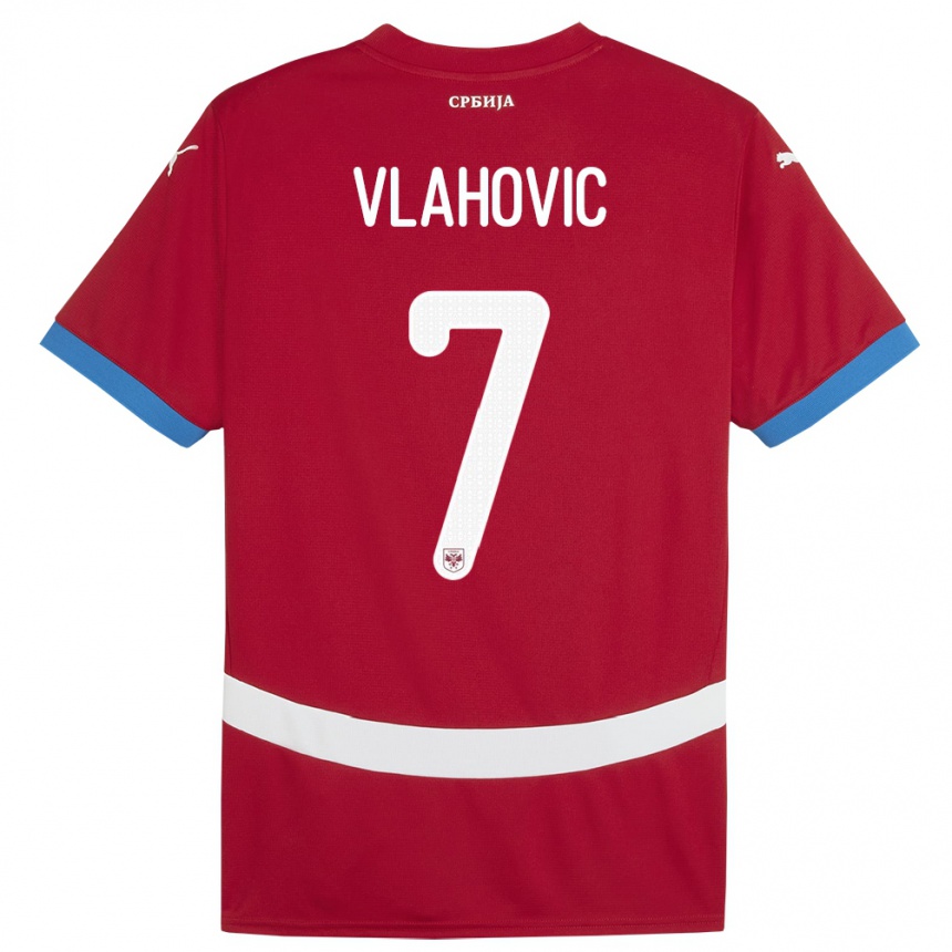 Kids Football Serbia Dusan Vlahovic #7 Red Home Jersey 24-26 T-Shirt Nz