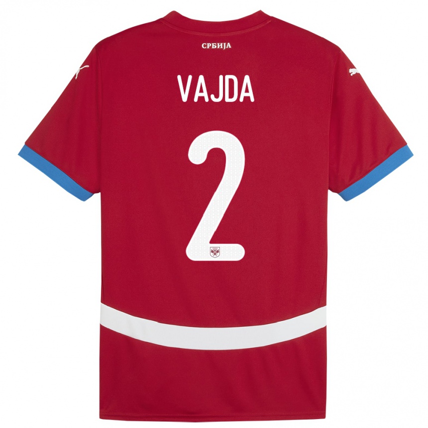 Kids Football Serbia Orsoja Vajda #2 Red Home Jersey 24-26 T-Shirt Nz