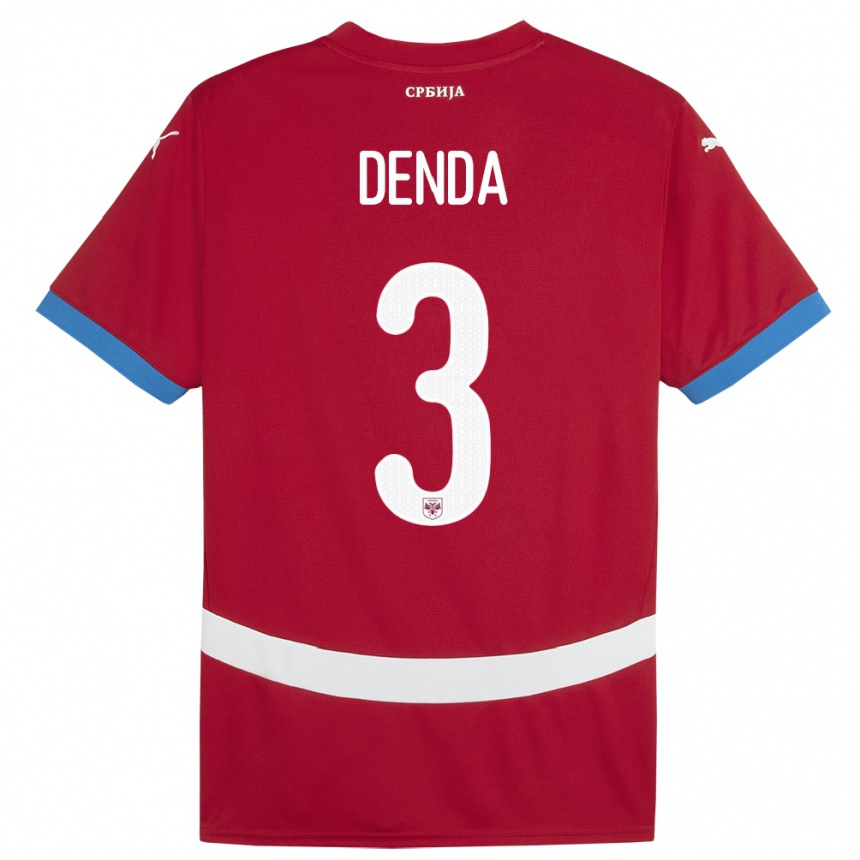 Kids Football Serbia Milica Denda #3 Red Home Jersey 24-26 T-Shirt Nz