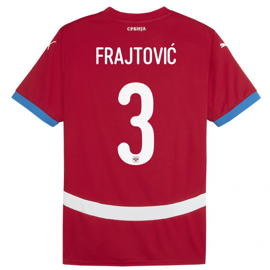 Kids Football Serbia Andela Frajtovic #3 Red Home Jersey 24-26 T-Shirt Nz