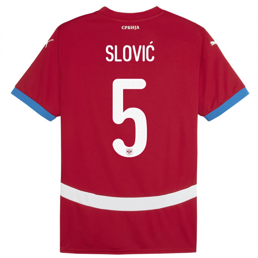 Kids Football Serbia Violeta Slovic #5 Red Home Jersey 24-26 T-Shirt Nz