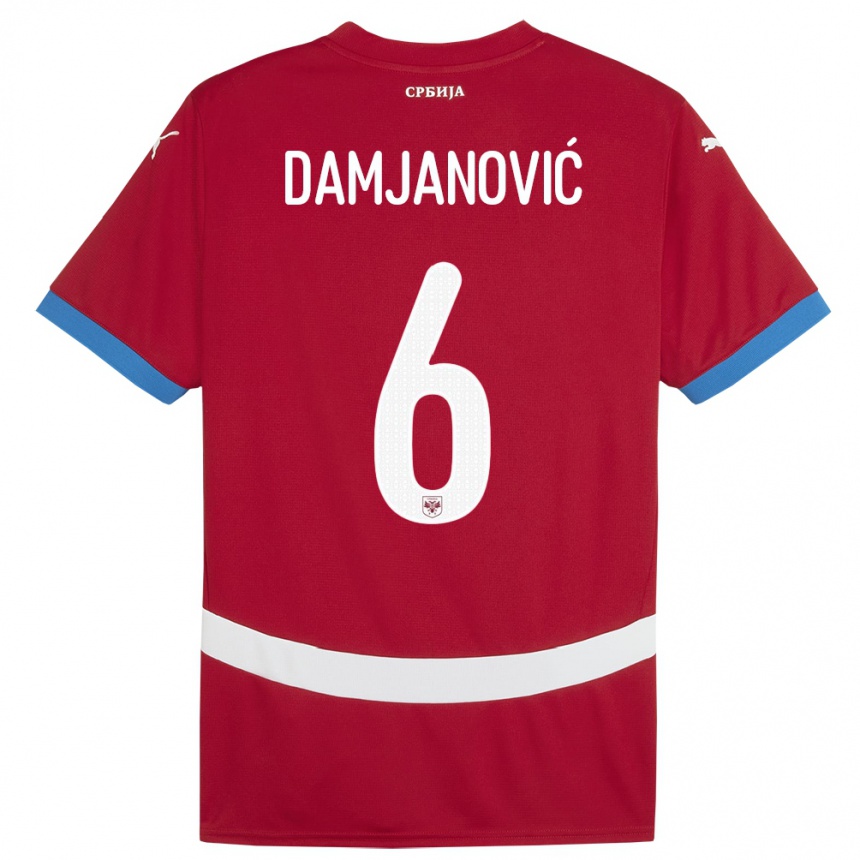 Kids Football Serbia Nevena Damjanovic #6 Red Home Jersey 24-26 T-Shirt Nz