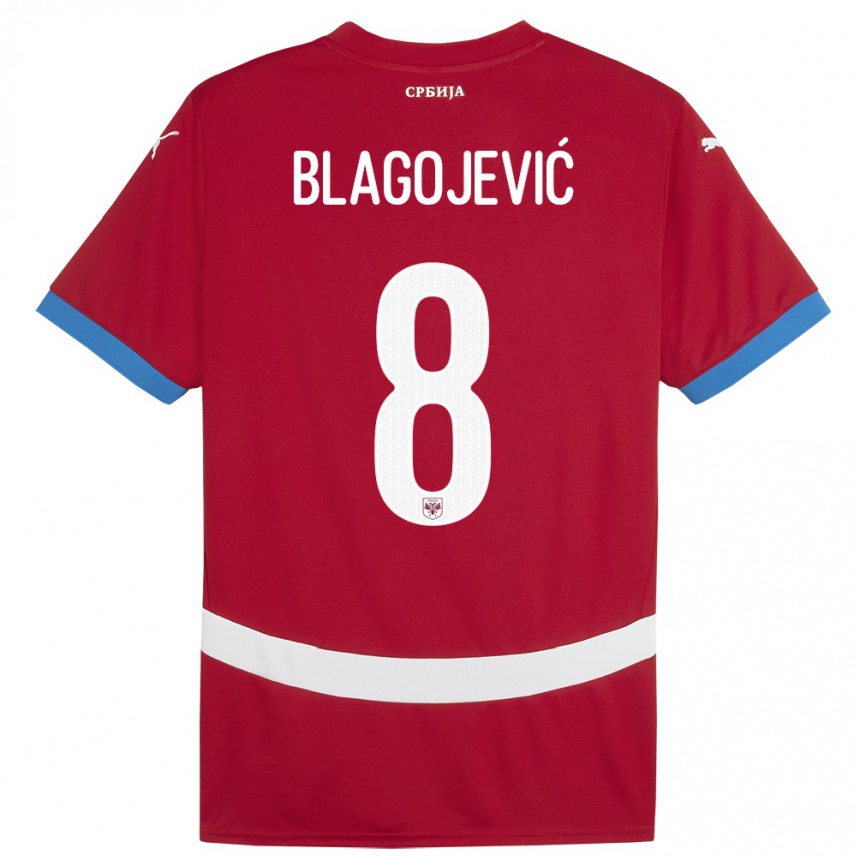 Kids Football Serbia Dina Blagojevic #8 Red Home Jersey 24-26 T-Shirt Nz