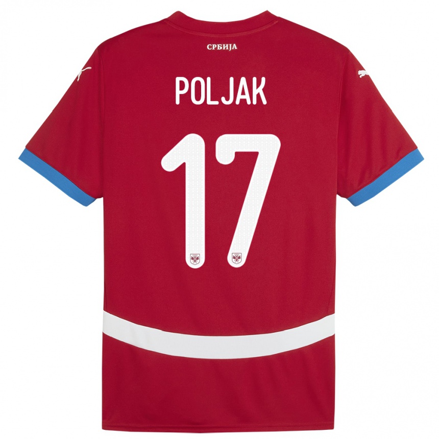 Kids Football Serbia Allegra Poljak #17 Red Home Jersey 24-26 T-Shirt Nz