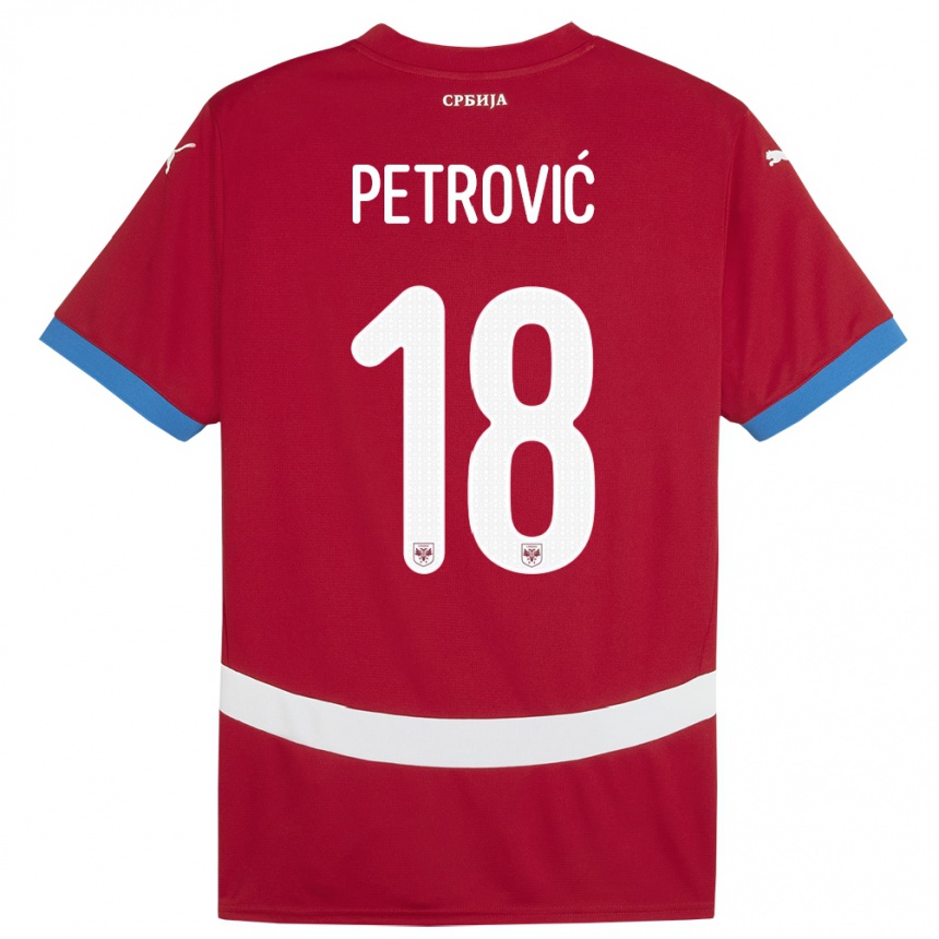 Kids Football Serbia Emilija Petrovic #18 Red Home Jersey 24-26 T-Shirt Nz