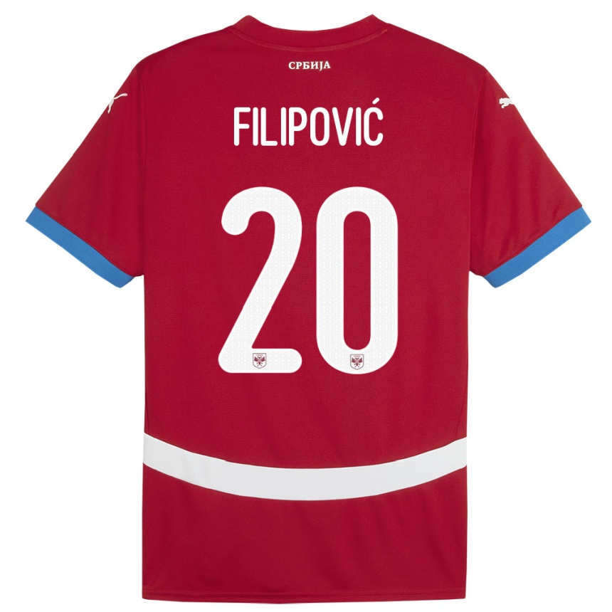 Kids Football Serbia Tijana Filipovic #20 Red Home Jersey 24-26 T-Shirt Nz