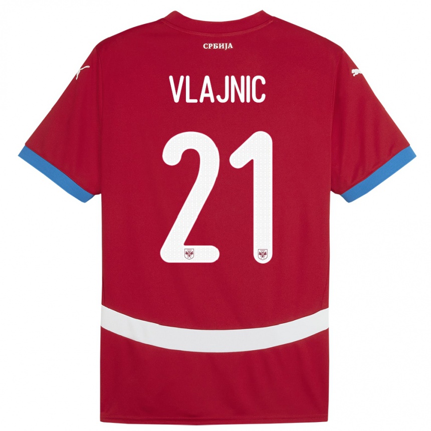 Kids Football Serbia Tyla Jay Vlajnic #21 Red Home Jersey 24-26 T-Shirt Nz