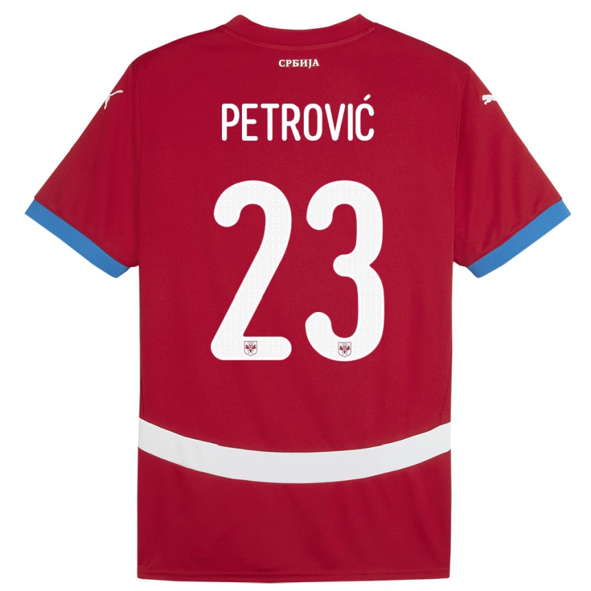 Kids Football Serbia Jovana Petrovic #23 Red Home Jersey 24-26 T-Shirt Nz