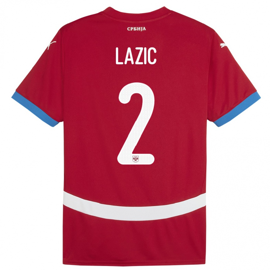 Kids Football Serbia Uros Lazic #2 Red Home Jersey 24-26 T-Shirt Nz