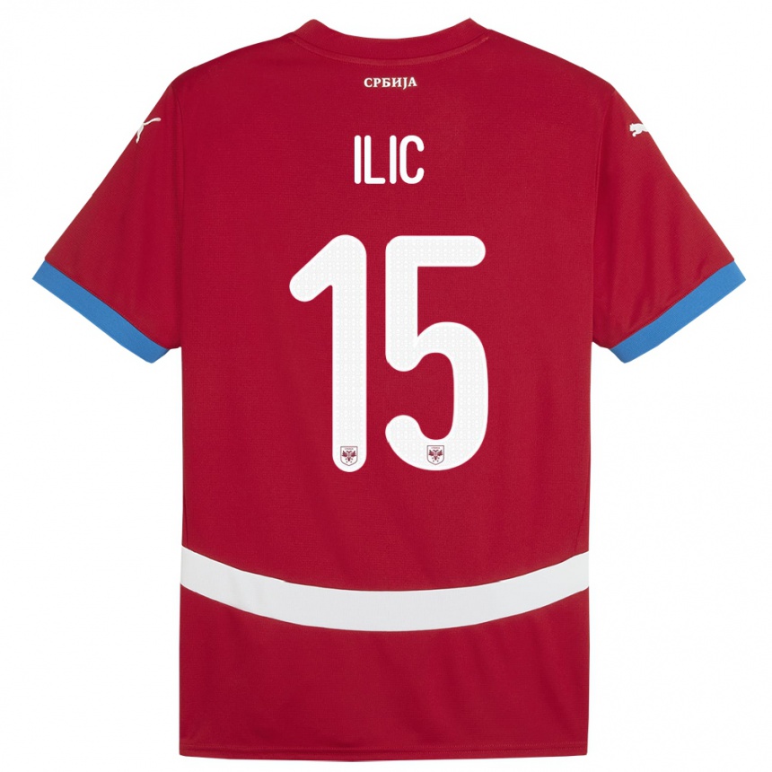 Kids Football Serbia Mihajlo Ilic #15 Red Home Jersey 24-26 T-Shirt Nz