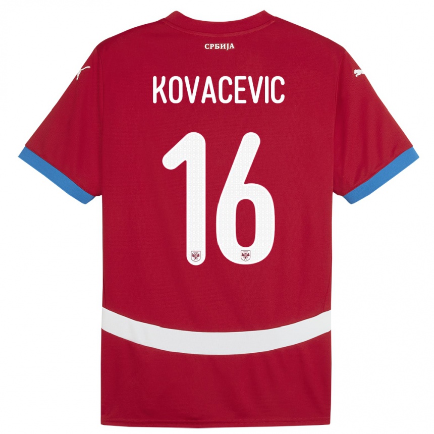 Kids Football Serbia Bojan Kovacevic #16 Red Home Jersey 24-26 T-Shirt Nz