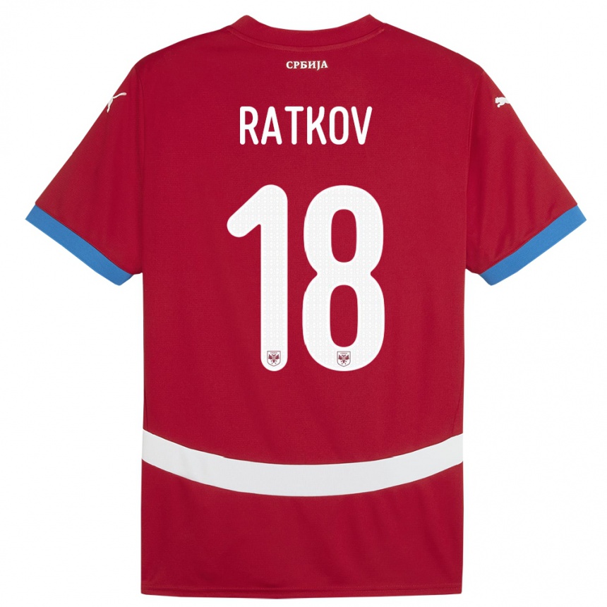 Kids Football Serbia Petar Ratkov #18 Red Home Jersey 24-26 T-Shirt Nz