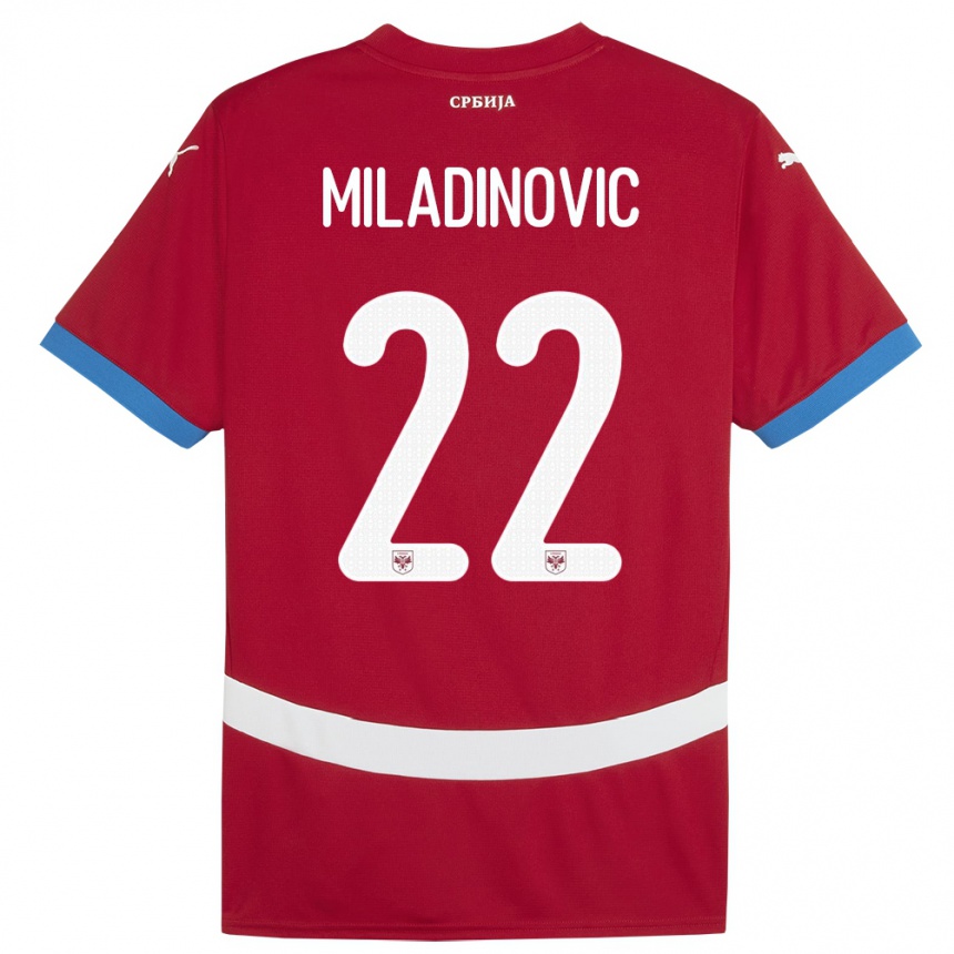 Kids Football Serbia Igor Miladinovic #22 Red Home Jersey 24-26 T-Shirt Nz