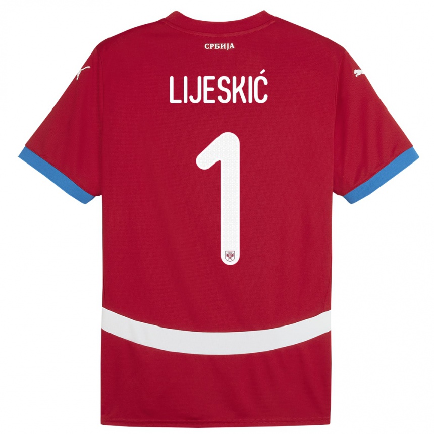 Kids Football Serbia Luka Lijeskic #1 Red Home Jersey 24-26 T-Shirt Nz