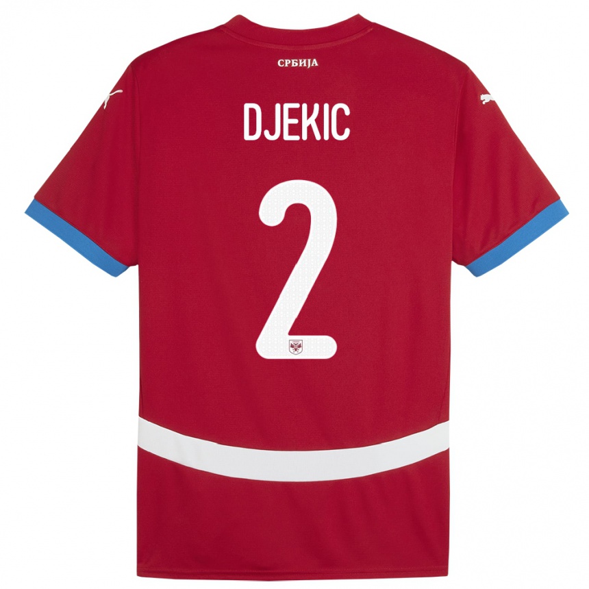 Kids Football Serbia Djuro Giulio Djekic #2 Red Home Jersey 24-26 T-Shirt Nz