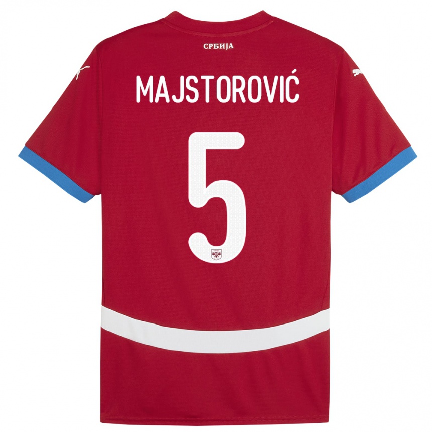 Kids Football Serbia Milan Majstorovic #5 Red Home Jersey 24-26 T-Shirt Nz