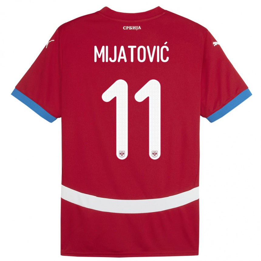 Kids Football Serbia Jovan Mijatovic #11 Red Home Jersey 24-26 T-Shirt Nz