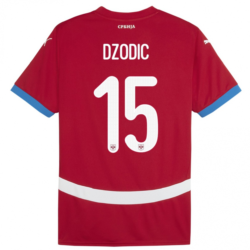 Kids Football Serbia Stefan Dzodic #15 Red Home Jersey 24-26 T-Shirt Nz