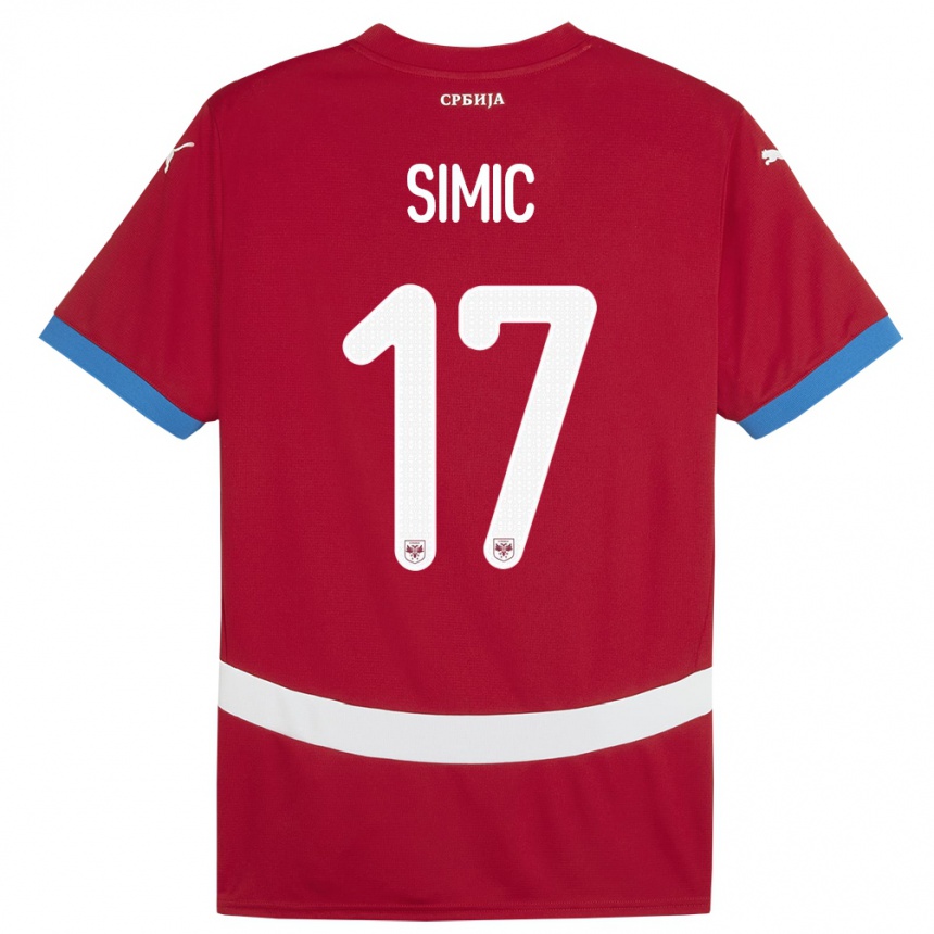 Kids Football Serbia Jan Carlo Simic #17 Red Home Jersey 24-26 T-Shirt Nz