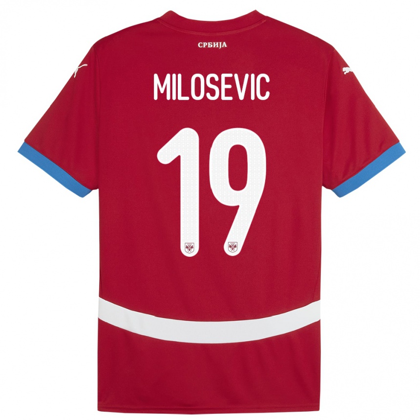 Kids Football Serbia Jovan Milosevic #19 Red Home Jersey 24-26 T-Shirt Nz