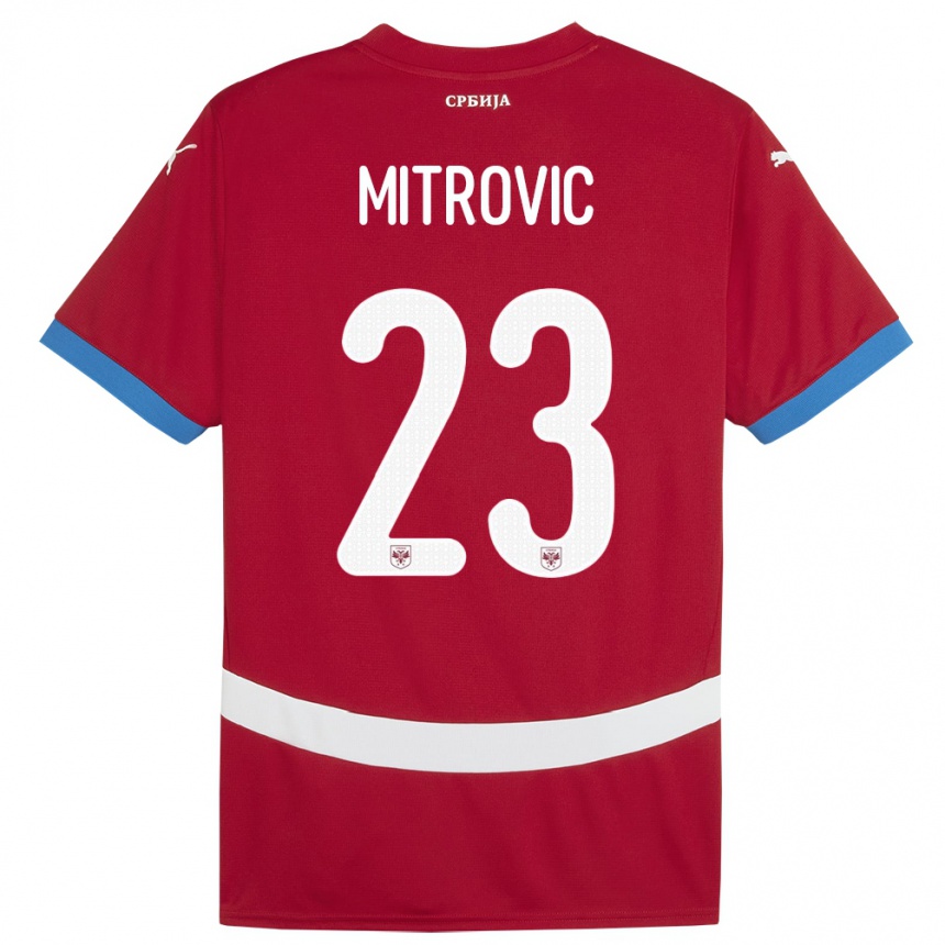 Kids Football Serbia Vuk Mitrovic #23 Red Home Jersey 24-26 T-Shirt Nz