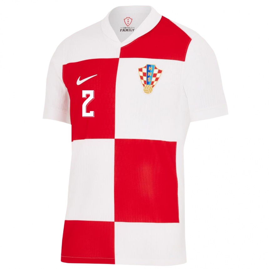 Kids Football Croatia Dario Bijelic #2 White Red Home Jersey 24-26 T-Shirt Nz