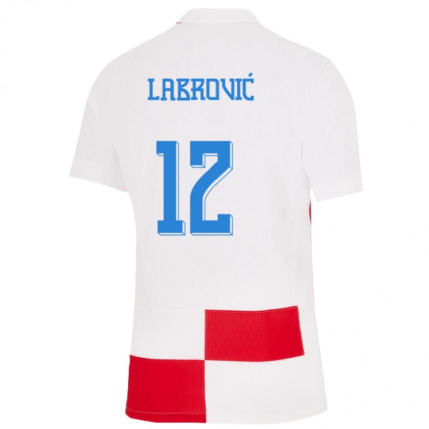 Kids Football Croatia Nediljko Labrovic #12 White Red Home Jersey 24-26 T-Shirt Nz