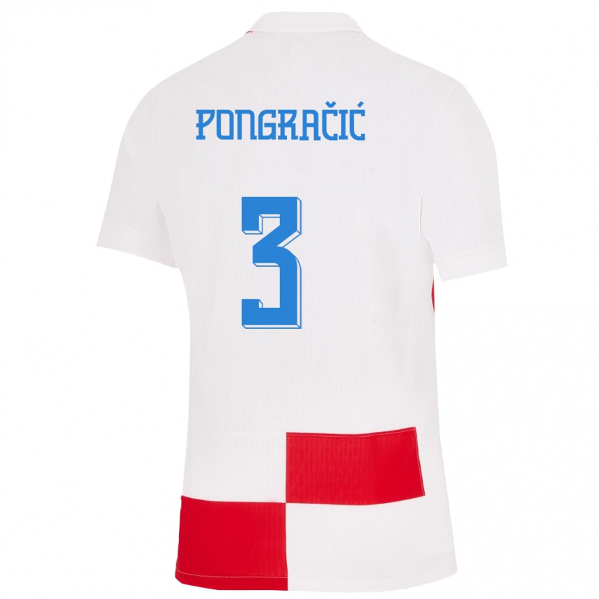 Kids Football Croatia Marin Pongracic #3 White Red Home Jersey 24-26 T-Shirt Nz