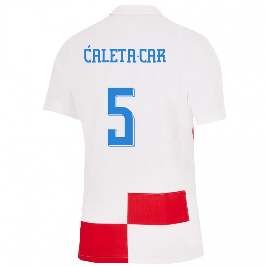 Kids Football Croatia Duje Caleta Car #5 White Red Home Jersey 24-26 T-Shirt Nz