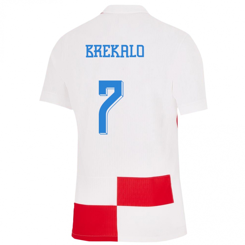 Kids Football Croatia Josip Brekalo #7 White Red Home Jersey 24-26 T-Shirt Nz