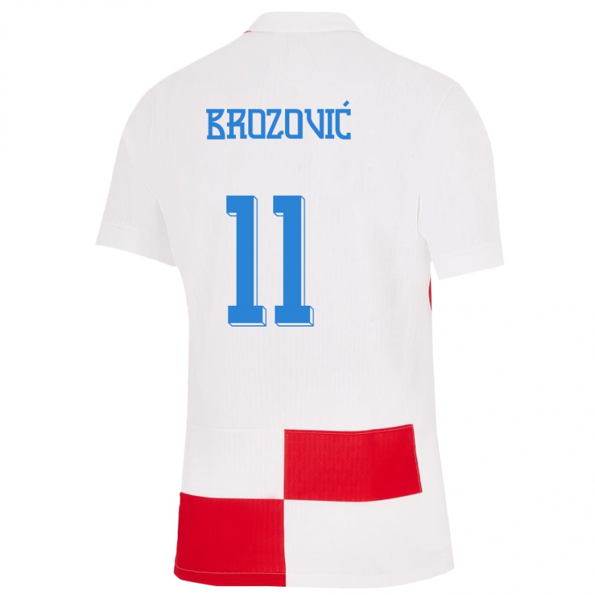 Kids Football Croatia Marcelo Brozovic #11 White Red Home Jersey 24-26 T-Shirt Nz