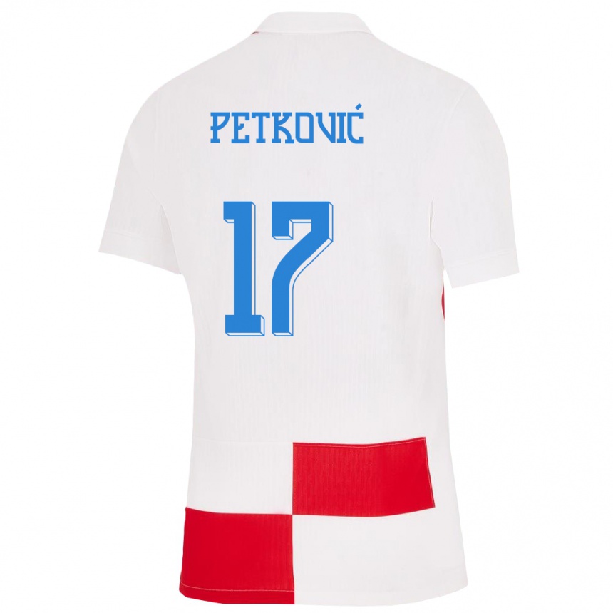 Kids Football Croatia Bruno Petkovic #17 White Red Home Jersey 24-26 T-Shirt Nz