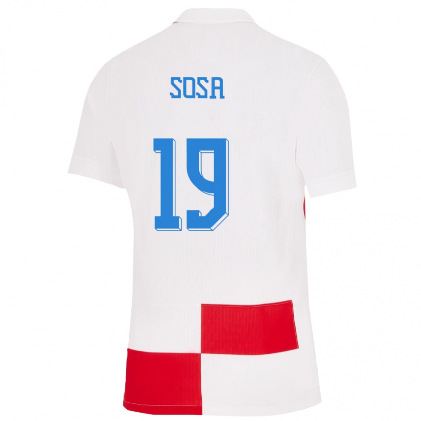 Kids Football Croatia Borna Sosa #19 White Red Home Jersey 24-26 T-Shirt Nz