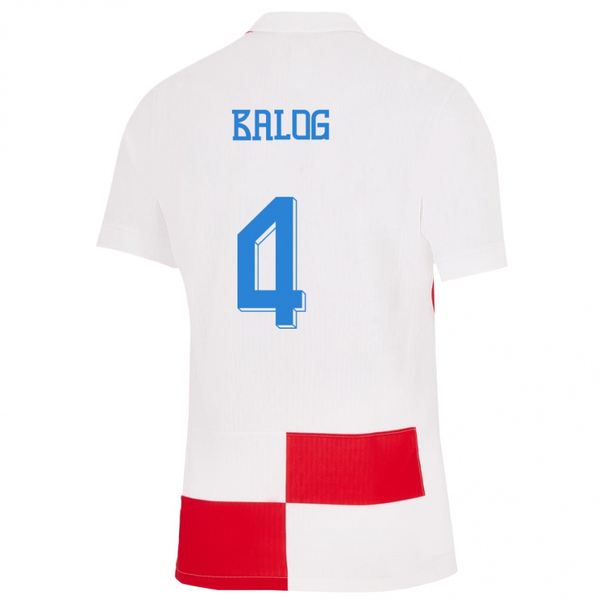 Kids Football Croatia Leonarda Balog #4 White Red Home Jersey 24-26 T-Shirt Nz