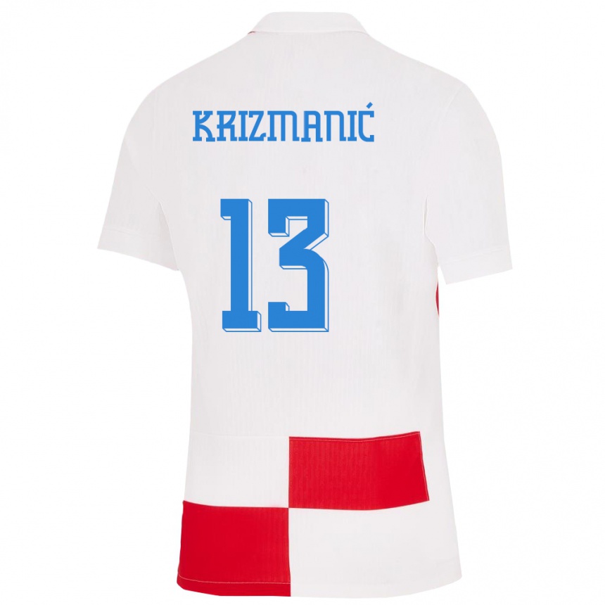 Kids Football Croatia Kresimir Krizmanic #13 White Red Home Jersey 24-26 T-Shirt Nz