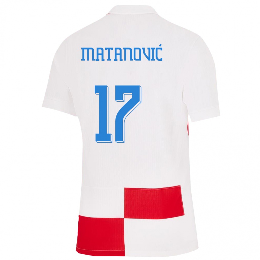 Kids Football Croatia Igor Matanovic #17 White Red Home Jersey 24-26 T-Shirt Nz