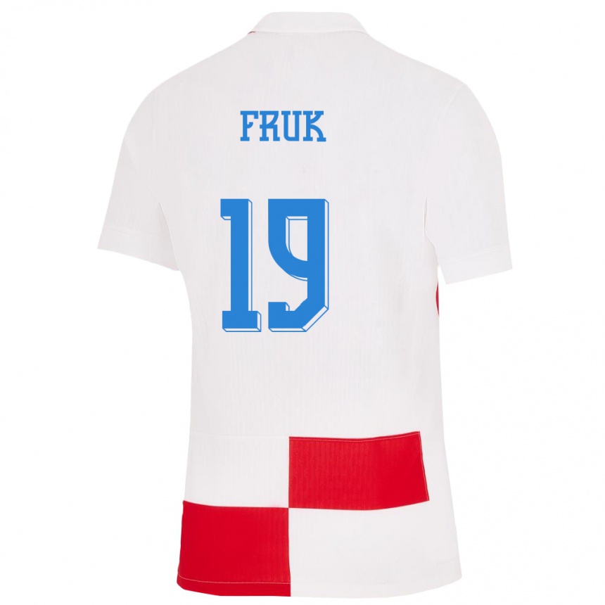 Kids Football Croatia Toni Fruk #19 White Red Home Jersey 24-26 T-Shirt Nz