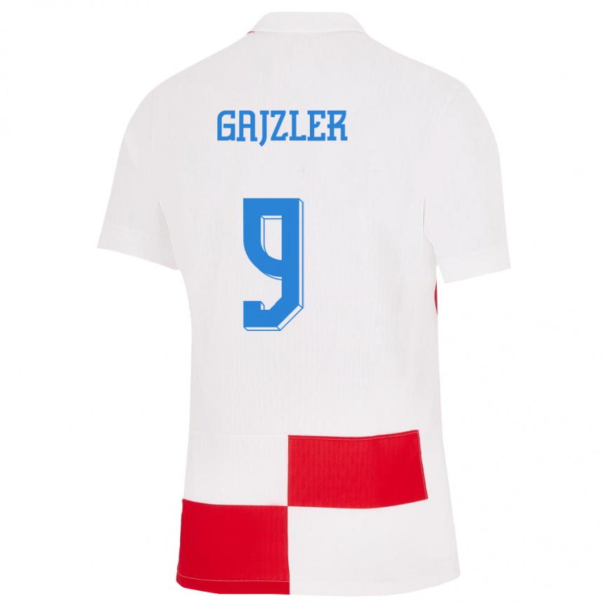 Kids Football Croatia Niko Gajzler #9 White Red Home Jersey 24-26 T-Shirt Nz